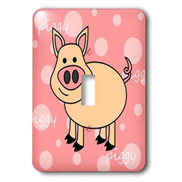 Imagem de 3dRose lsp_6179_1 Design de porquinho rosa – Interruptor de botão único Happy Pig, multicolorido