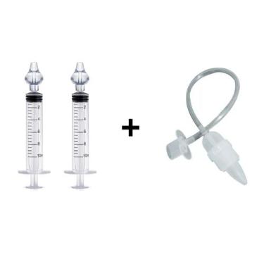 Imagem de Kit 2 Seringas + 1 Sugador Nasal Lavagem E Limpeza Nasal Para Bebês - 