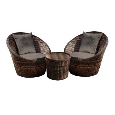 Imagem de Conjunto de Poltronas Fibra Sintética Bola - 2 Poltronas + 1 Mesa Cent