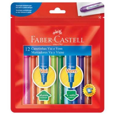 Imagem de Canetinha Vai e Vem 12 Cores Faber Castell Hidrografica