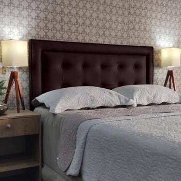 Imagem de Cabeceira Cama King Veneza 10 Diamond 2 Com Tachas Corano Marrom 120 R