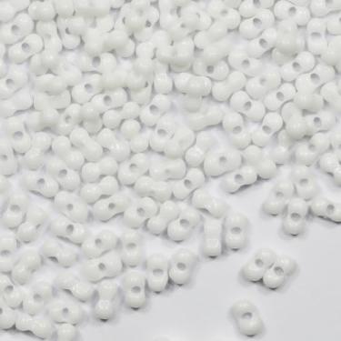 Imagem de Grânulos brancos de sementes em forma de amendoim de 3 a 6 mm, cerca de 1000 peças/100 gramas no saco, para fazer joias, artesanato, contas, pulseira e colar (branco)