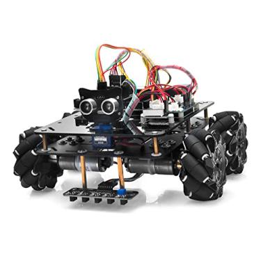 Imagem de Omni-directinal Mecanum Wheels Robotic Car Kit for Arduino Mega2560 Metal Chassis DC Motor DIY STEM Remote Controlled Educational Mechanical DIY Coding for Teens Adult