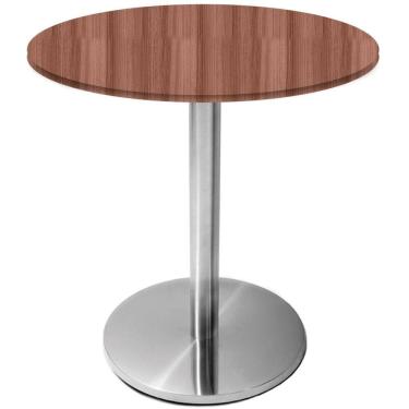 Imagem de Mesa Beta Inox 75 cm (Altura) Disco Redondo Tampo MDP Redondo 80 cm (Larg) x 2,50 cm (Alt) Walnut