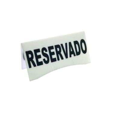 Imagem de Placa De Mesa Reservado Acrílico Branco kit 5 Pçs Bar Restaurante Buff