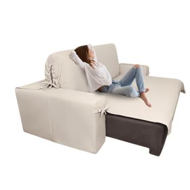 Imagem de Capa pra Sofá Retrátil e Reclinável de até 3,25m em Brim Sarja com Laç