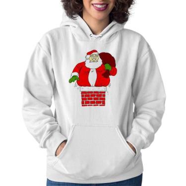 Imagem de Moletom Feminino Papai Noel Chaminé - Foca na Moda, Branco, M