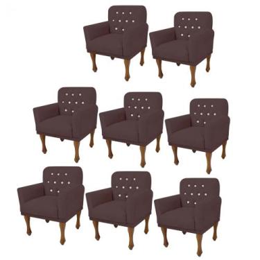 Imagem de Kit 08 Poltrona Cadeira Decorativa  Mona com Strass Sala de Estar Rece