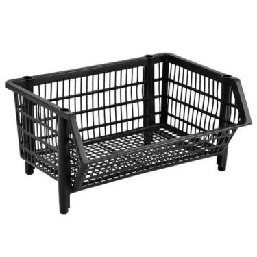 Imagem de Cesto Organizador Empilhável Médio Preto CaixaPlast