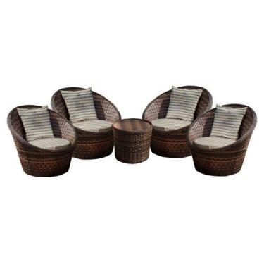 Imagem de Conjunto de Poltronas Fibra Sintética Bola - 4 Poltronas + 1 Mesa Cent