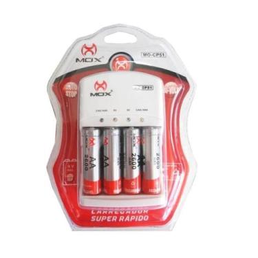 Imagem de Kit Carregador Bivolt + 4 Pilhas AA Recarregaveis 2A Microfones Camera