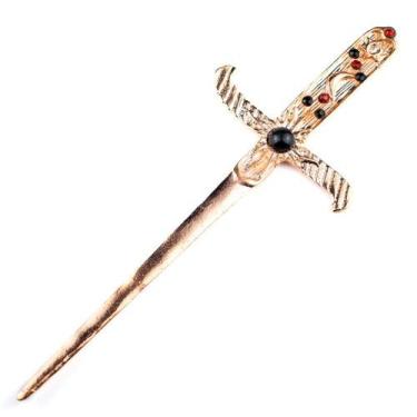 Imagem de Athame Metal Cobre Brilhante 19 cm Pedras Preta e Vermelhas - Lua Míst