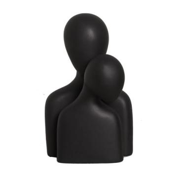 Imagem de Estatueta Abraço em Cerâmica Decorativo Home Preto Fosco - Sara Decora