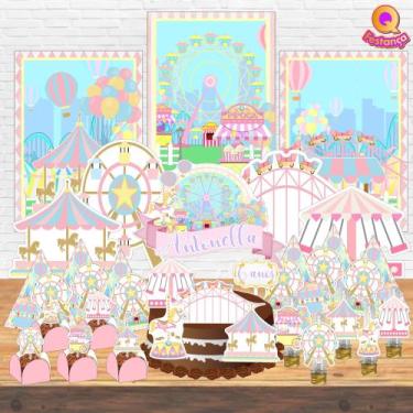 Imagem de Kit Festa Pronta Parque de Diversões Carrossel Cute *78 itens* - Lembr