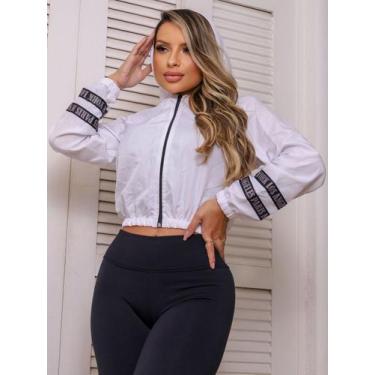Imagem de Jaqueta Corta Vento Cropped com Zíper e Capuz - MAGIC STORE, Branco