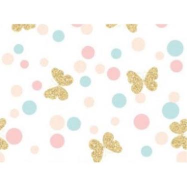 Imagem de Papel de Parede Adesivo Infantil Borboletas e Bolinhas Coloridas Quart