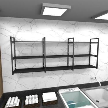 Imagem de Prateleira industrial lavanderia aço cor preto 180x30x68cm CxLxA cor m