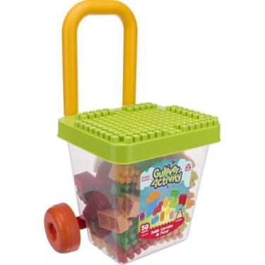 Imagem de Brinquedo para Montar Balde Carrinho de Puxar 50 Peças - Gulliver