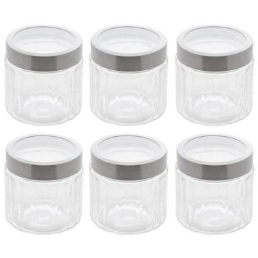Imagem de 6 Potes de Vidros com Tampa Inox 870ml Sydney Lyor Condimentos Biscoit