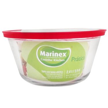Imagem de Tigela de Vidro Pote Redondo 2,4l Grande com Tampa Plástica Facilitá M