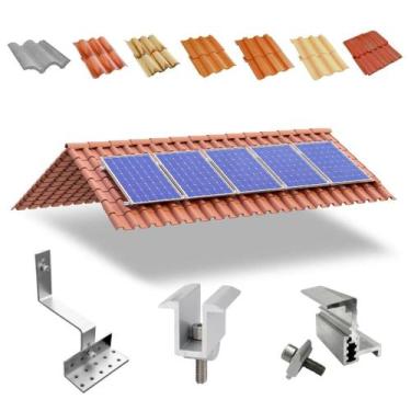 Imagem de Kit Estrutura Suporte Linha C 05 Placas Solar Telha Colonial - Kaztec