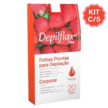 Imagem de Kit 5 Caixas Folhas Prontas Cera Depilatória Depilação Corporal Depilf