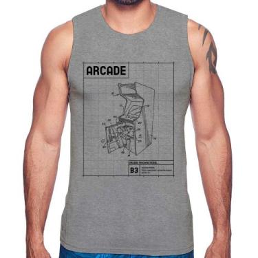 Imagem de Regata Arcade Fliperama Projeto - Foca na Moda, Cinza, P