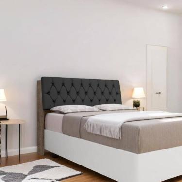 Imagem de Cabeceira Estofada Yasminne Queen Chocolate Com Capitonê Preto