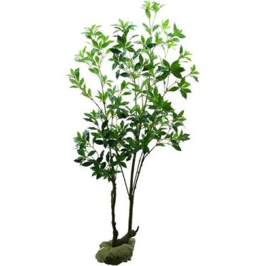 Imagem de Planta Ornamental Artificial Folhagem Escalônia Rubra P/Vaso Decorativ