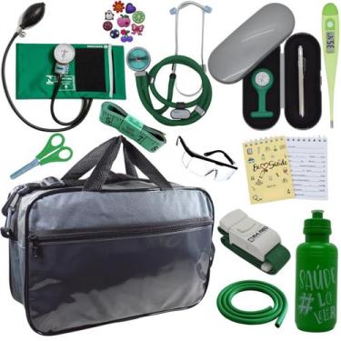 Imagem de Kit Bolsa Cores Aparelho de Pressao Esfigmomanometro Estetoscópio - P.