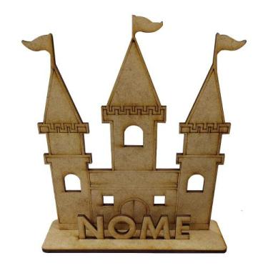 Imagem de Kit 20 Enfeite de Mesa Castelo Personalizado com Nome 13x4x15 Mdf Made