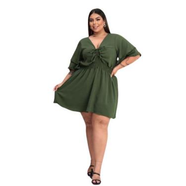 Imagem de Macaquinho Shorts e Saia Plus Size - Reyn Store, Verde militar, G4