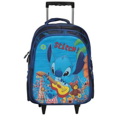 Imagem de Mochila Infantil Escolar Lilo Stitch 3D Com Rodinha Cor Azul - Plike