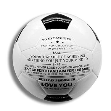 Imagem de Uloveido Impressão personalizada tamanho 5 jogo de treino bola de futebol tradicional preto branco para filha presente de dia de Natal, eu te amo futebol futebol