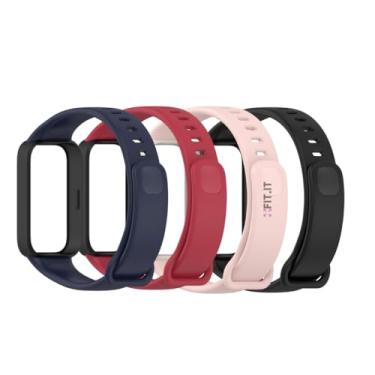 Imagem de Kit 4 Pulseiras de Silicone Cores Vivas para Xiaomi Mi Band 9 Active (Azul/Vinho/Rosa/Preto, Band 9 Active)