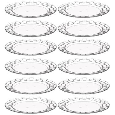 Imagem de Conjunto 12 Pratos Médios Plástico Transparente para Servir Sobremesas Lanches