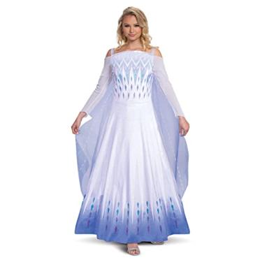 Imagem de Disguise Fantasia feminina Elsa, vestido de fantasia oficial da Elsa Frozen 2 da Disney, Branco e azul, Small (4-6)