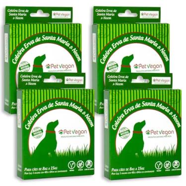 Imagem de Kit 4un Coleira Para Pets Anticarrapatos Antiparasitas PetVegan Cães ate 8kg a 15kg Vegano