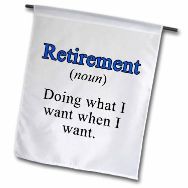 Imagem de 3dRose Nome de aposentadoria Doing What I Want When I Want Blue - Bandeira de jardim, 30,48 x 45,72 cm