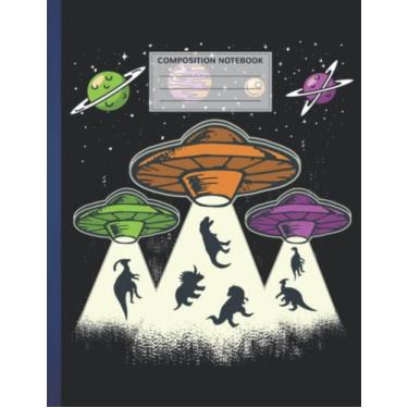 Imagem de Composition Notebook: Funny Ufo Alien Dinsosaur 8.5 x 11 Inches, 110 Pages Notebook, Lined Paper, Lined Journal, Journals, Notebooks, Sketchbooks, School Supplies