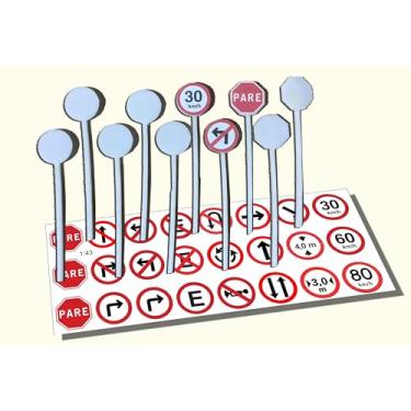 Imagem de 10 Placas RUA 1/43 1/64 1/87 Sinalização Maquete Diorama 1:501:75 1:100 sinalização DIY (ESCALA 1:43)