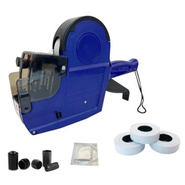 Imagem de NaviLintek Etiquetadora de pistola de 2 linhas com 20 dígitos com 1800 etiquetas brancas, kit de 3 rolos de tinta, etiquetagem de preço de código de data, máquina de etiqueta de carimbo para venda a