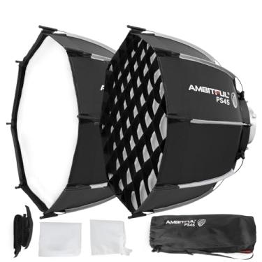 Imagem de AMBITFUL Mini softbox de 45 cm de liberação rápida com suporte Bowens dobrável rápido com difusores/grade de colmeia / bolsa (PS45)