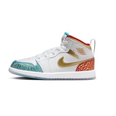 Imagem de Nike Tênis para meninos, Branco/University Red/Blue Lightning/Ouro metálico, 3 Little Kid