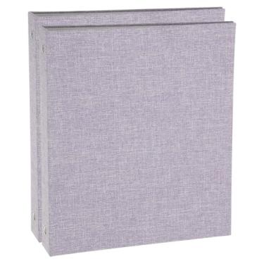 Imagem de PATIKIL Fichário A5 tamanho 3 anéis, 2 peças, anel redondo de 2,5 cm, fichário de capa dura de linho durável, adequado para papel, receita, foto, escritório, roxo claro