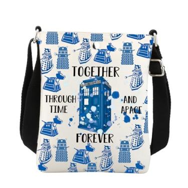Imagem de Dr Bolsa tiracolo Doctor Movie Fans Gift Doctor TV Show Gifts Police Box Gift Together Forever Through Time And Space, Branco