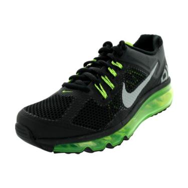 Imagem de Nike Air Max 2013 Tênis infantil grande (555426-100, branco/prata metálico), Preto/prata metálico/Volt, 17