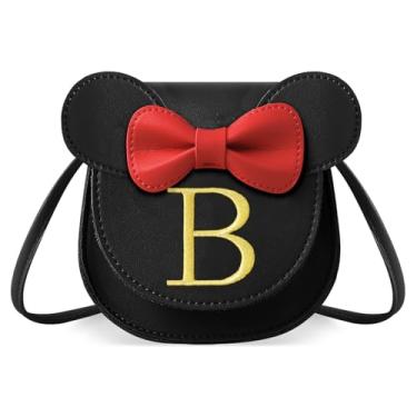 Imagem de izuzta Carteira infantil infantil para meninas 1, 2, 3, 4, 5, 6, 7, 8, 9 anos, presente de aniversário, linda mini bolsa de mouse, Bolsa pequena/preta/letra global, B, B