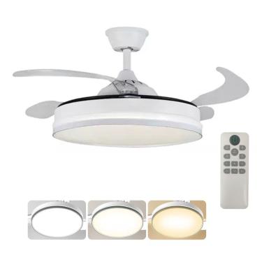 Imagem de Ventilador Lampada de Teto Led 3 em 1 Grande Retratil Controle Ajustavel Casa Trabalho Sala Quarto Escritorio Recepçao Potente Silencioso Moderno