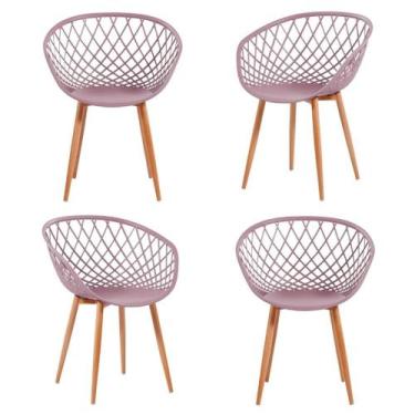 Imagem de Kit 04 Cadeiras Mônaco Polipropileno Camurça Base Aço - 76555 - Sun Ho